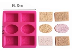 Molde silicona 6 jabones 4 rectangulos 2 oval 
